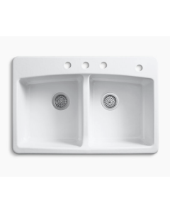 Kohler Brookfield Top-Mount Cast Iron Sink Double Bowl - White