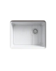 Kohler Riverby Cast Iron Sink, Single-Bowl, Undercounter, 5 Faucet Holes With Bottom Bowl Rack