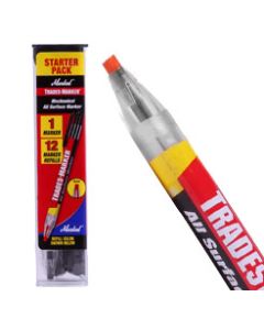 Markal TradesMarker Retractable Grease Marker (Orange), 12-Pack With Holder