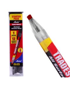 Markal TradesMarker Retractable Grease Marker (Red), 12-Pack With Holder