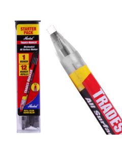Markal TradesMarker Retractable Grease Marker (White), 12-Pack With Holder