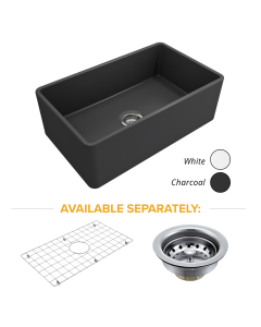 Crestwood 30" Classic Single Bowl Smooth Apron Fireclay Sink