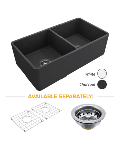 Crestwood Fireclay 33" Classic Double Bowl Smooth Apron Fireclay Sink