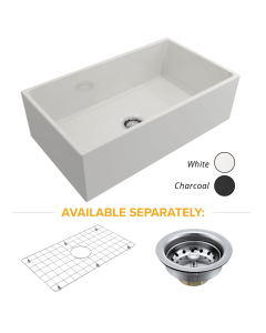 Crestwood Fireclay 33" Modern Single Bowl Smooth Apron Fireclay Sink