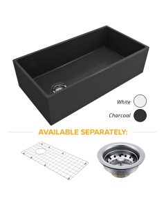 Crestwood Fireclay 36" Modern Single Bowl Smooth Apron Fireclay Sink