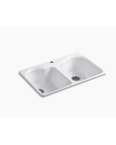 Kohler Hartland Cast Iron Sink, Self-Rimming, 1 Faucet Hole - White