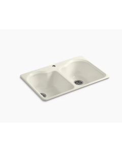 Kohler Hartland Cast Iron Sink, Self-Rimming, 1 Faucet Hole – Biscuit