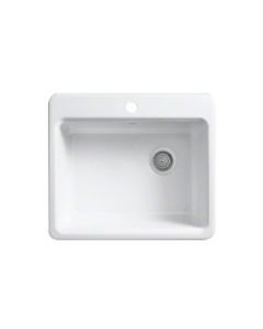 Kohler® Riverby® Cast Iron Sink, Single-Bowl, Top Mount, 1 Faucet Hole1 With Bottom Bowl Rack