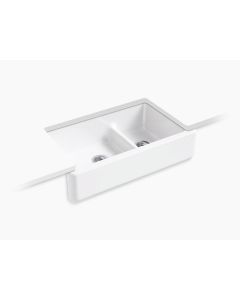 Kohler Whitehaven Cast Iron Sink, Apron Front Double Bowl - White