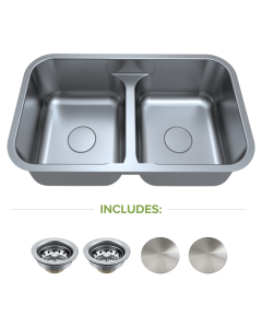Omni Sigma Pro 50/50 Low Divider Stainless Steel Undermount Kitchen Sink - 16ga