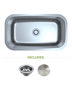 Omni Titan Pro Large Single Bowl Stainless Steel Undermount Kitchen Sink - 16ga