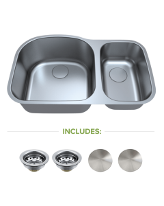 Omni Alpha Pro 70/30 Stainless Steel Undermount Kitchen Sink - 16ga