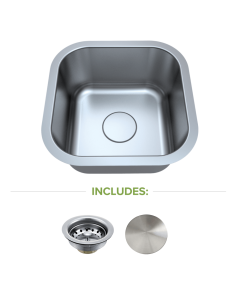 Omni Kappa Pro Small Single Bowl Stainless Steel Undermount Kitchen Sink - 18ga