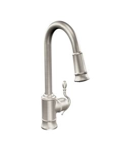 Moen Woodmere One Handle High Arc Pull Down Kitchen Faucet Spot Resist Stainless