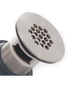 Brushed Nickel Grid Drain With Overflow