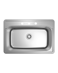 Ubuilder Series U377 Drop-In Large Single Bowl 18-Gauge Stainless Steel Sink