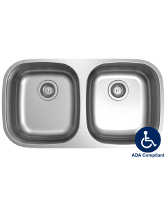 UBuilder 50/50 Undermount Kitchen Sink, 18ga ADA Compliant