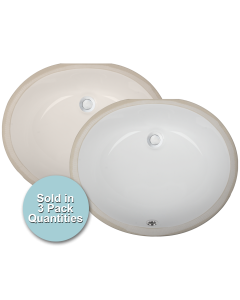 Ubuilder Series UC10 Undermount Oval Porcelain Ceramic Sink (17-1/4" x 14" I.D. x 6-1/4" D.)