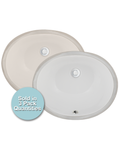 Ubuilder Series UC12 Undermount Oval Porcelain Ceramic Sink (15" x 12" I.D. x 6" D.)