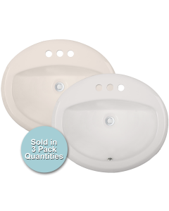 Ubuilder Series UC20 Drop-In Oval Porcelain Ceramic Sink (20-1/4” x 17-1/4” O.D. x 6-3/4” D.)