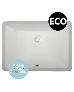 Ubuilder Series UCR50-ECO-W Undermount Rectangular Porcelain Ceramic Sink (16" x 11" I.D. x 6" D.)