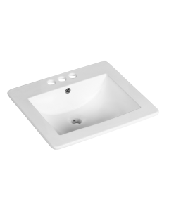 Ubuilder Series UCR53-W Drop-In Rectangular Porcelain Ceramic Sink - White (21-1/4" x 18-1/8" O.D. x 5-1/8" D.)
