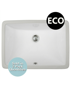UBuilder Series UCR60-ECO-W Rectangular Porcelain Ceramic Sink Eased Wall - White (18" x 13" I.D. x 6" D.)
