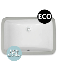 Ubuilder Series UCR80-ECO-W Undermount Rectangular Porcelain Ceramic Sink (18-1/2" x 12-1/4" I.D. x 7" D.)